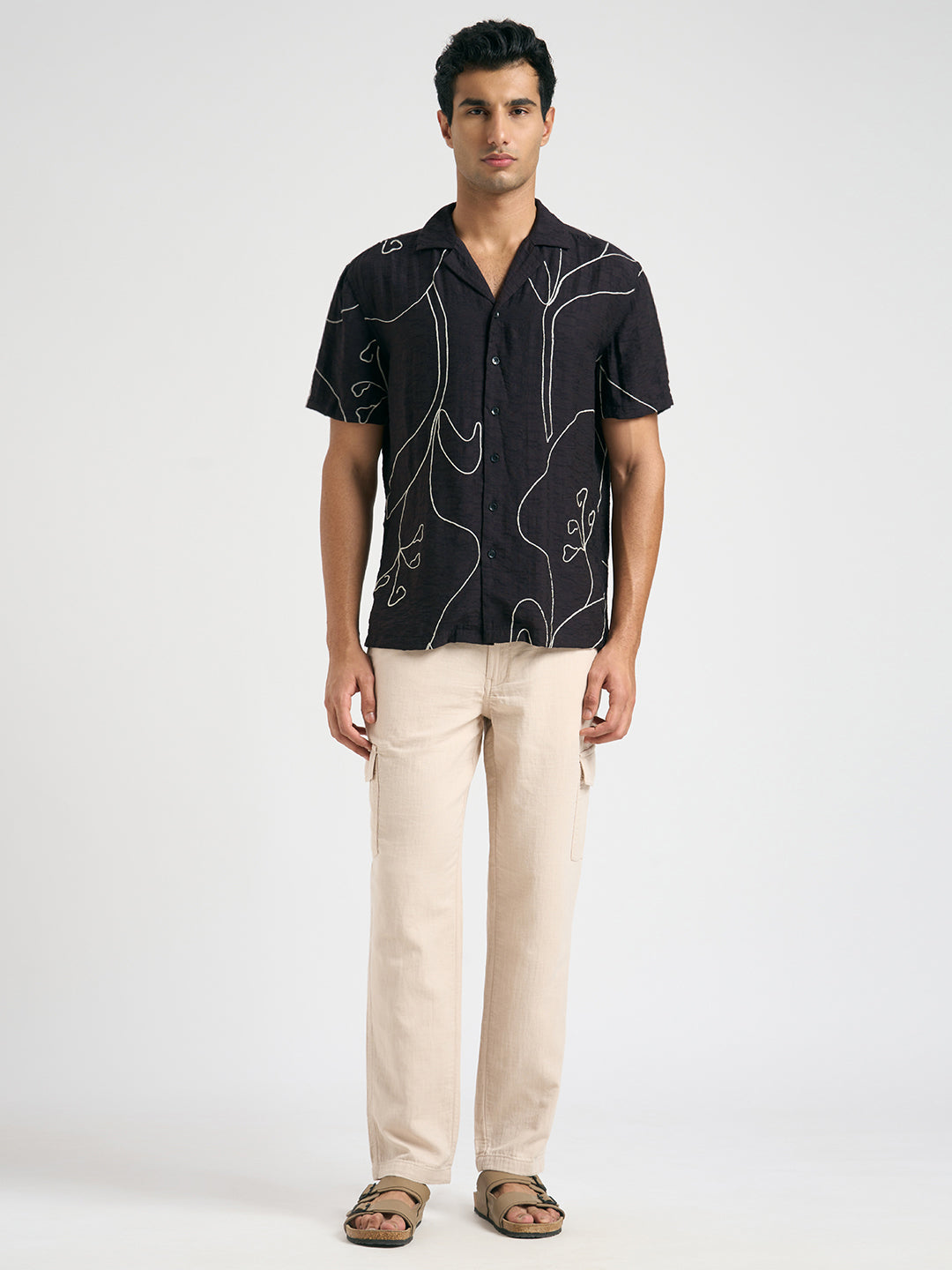 Printed Resort Collar Shirt - Black