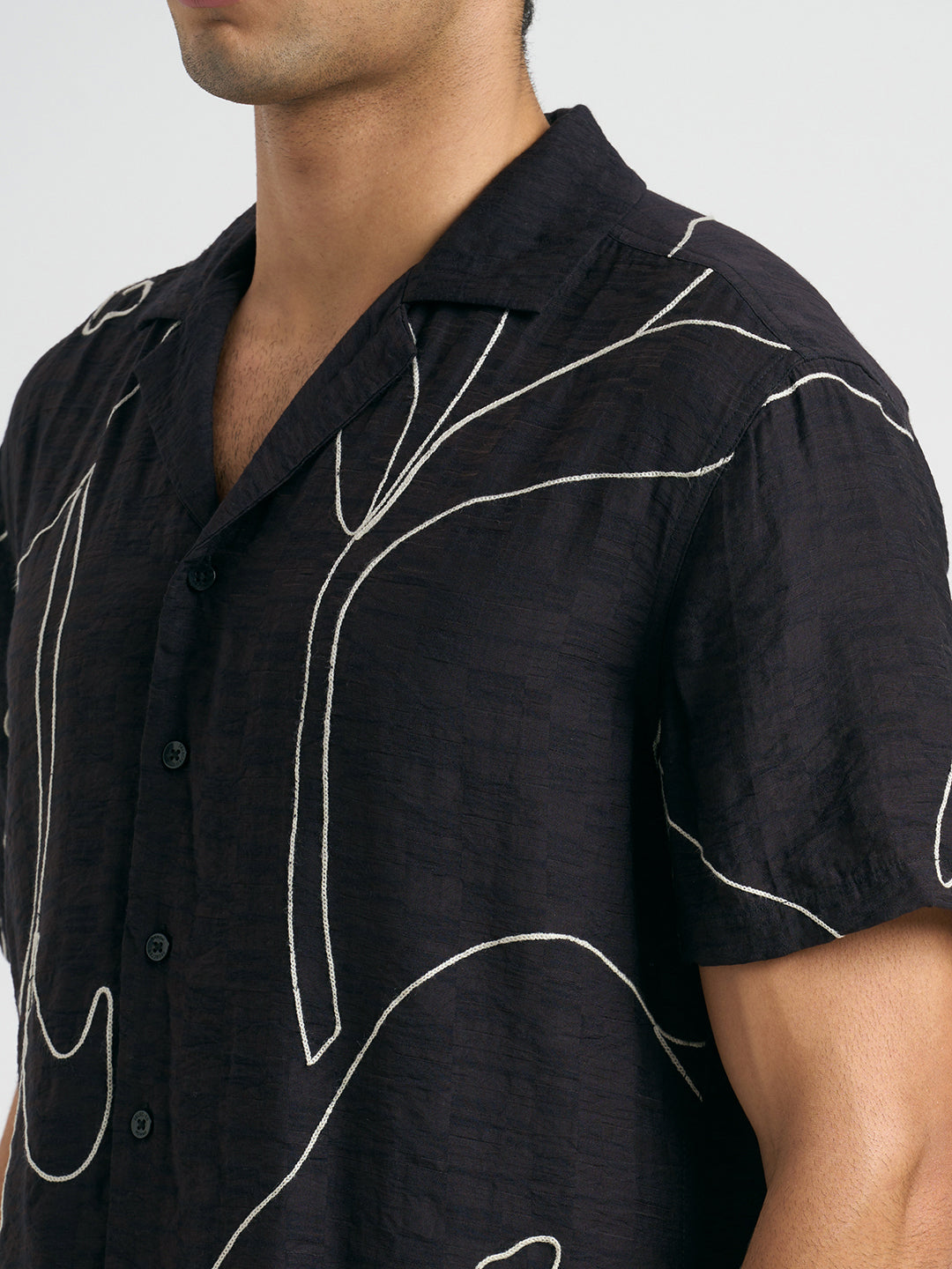Printed Resort Collar Shirt - Black