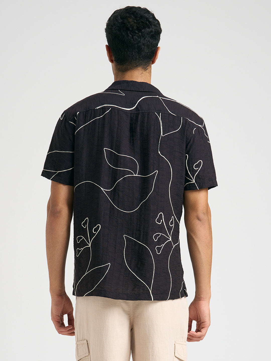 Printed Resort Collar Shirt - Black