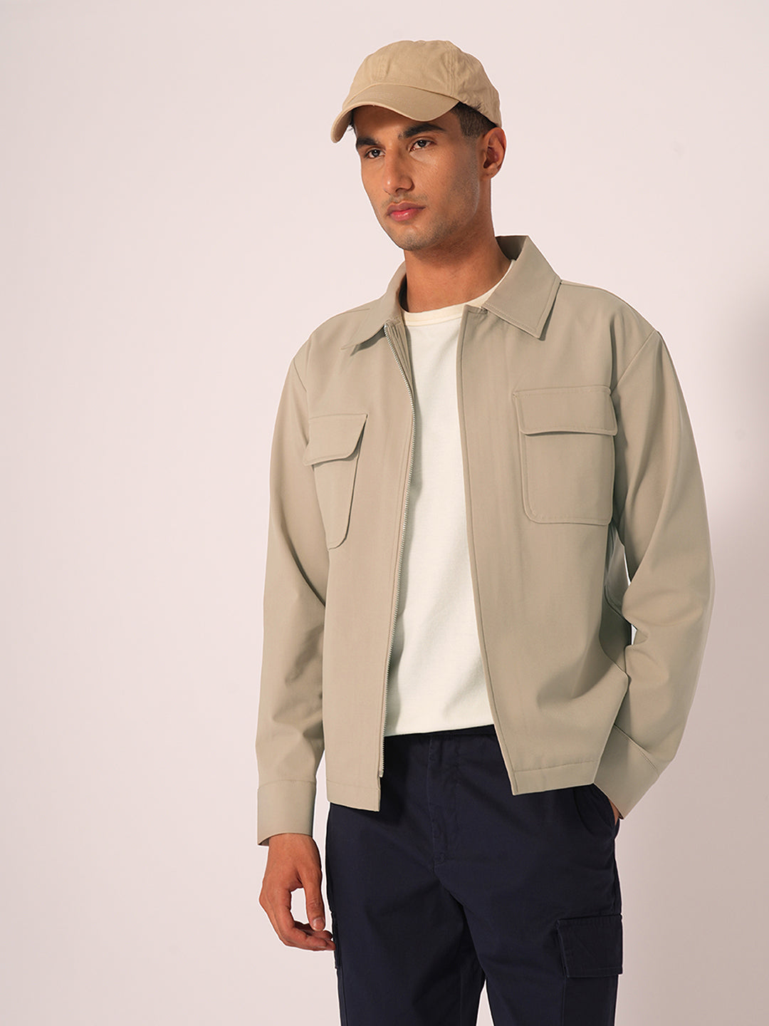 Beige Cotton Overshirt