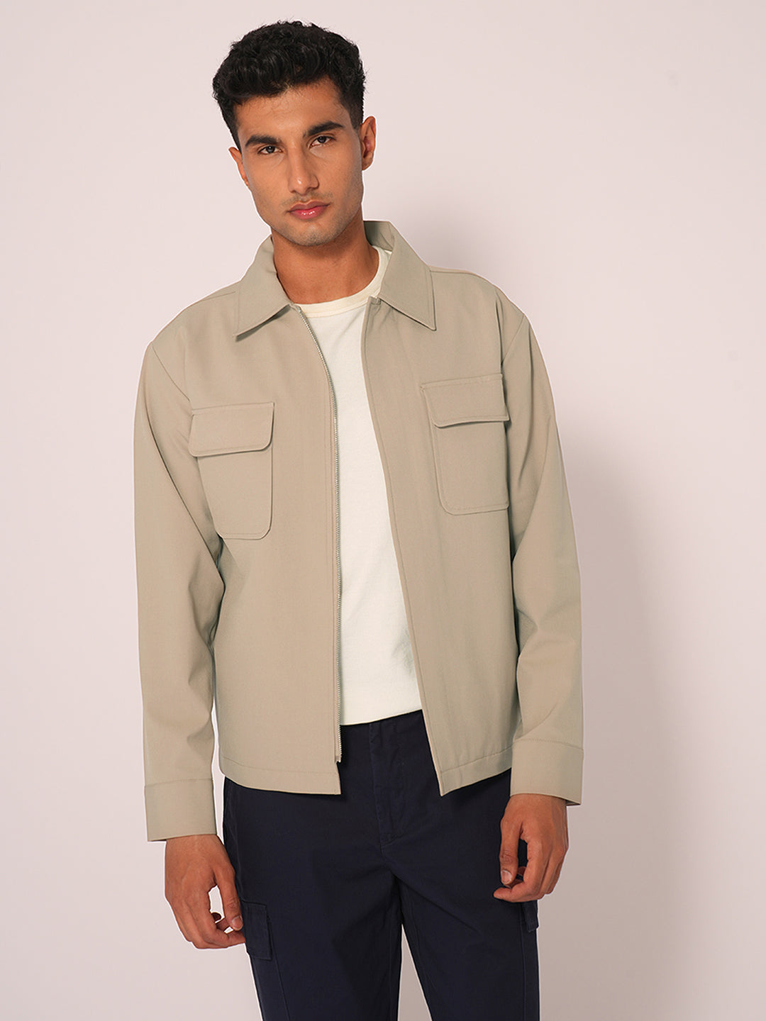 Beige Cotton Overshirt