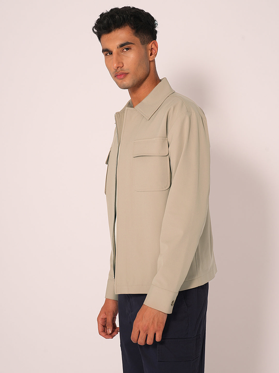 Beige Cotton Overshirt