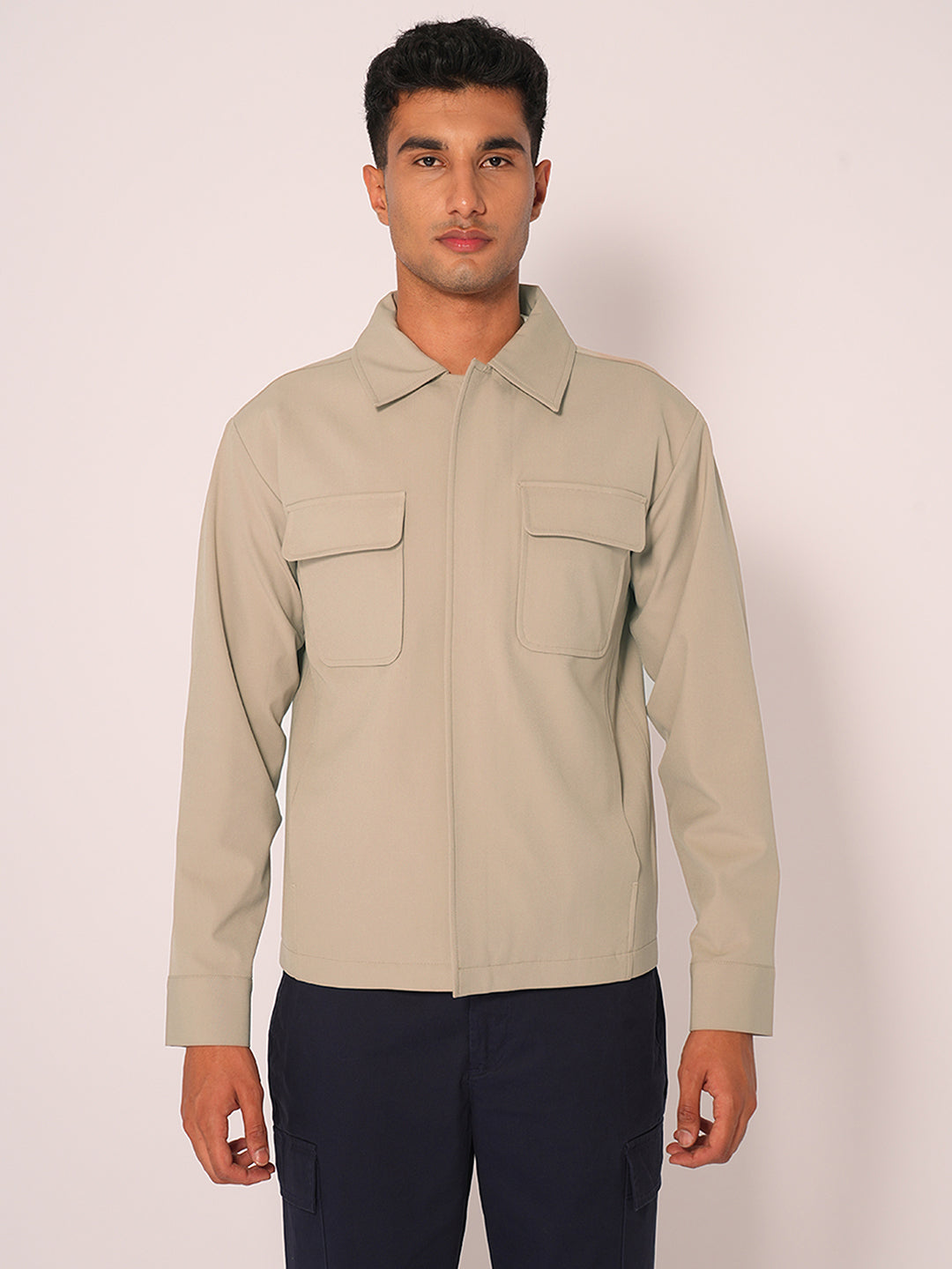 Beige Cotton Overshirt