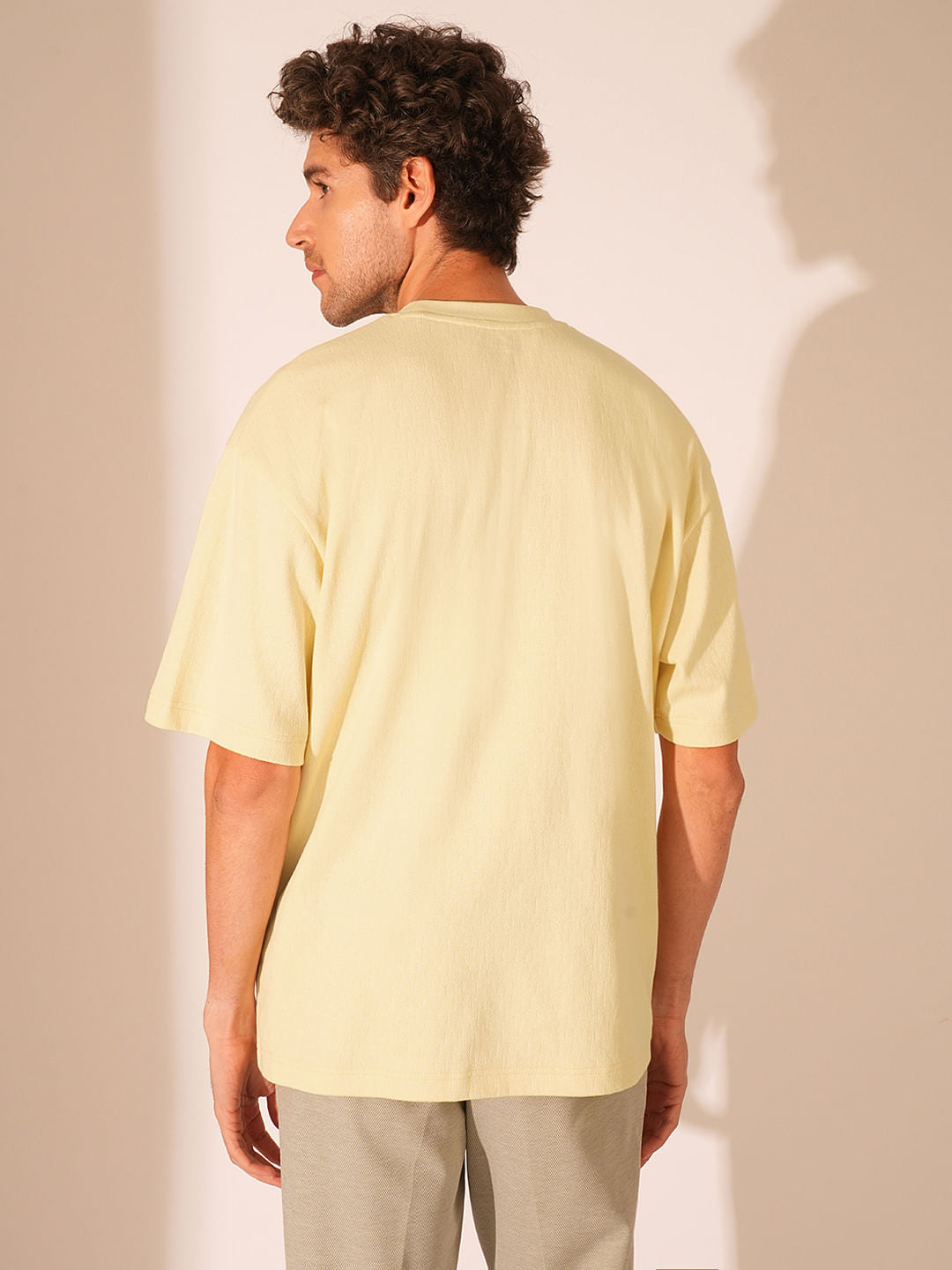 Light Yellow Textured T-Shirt