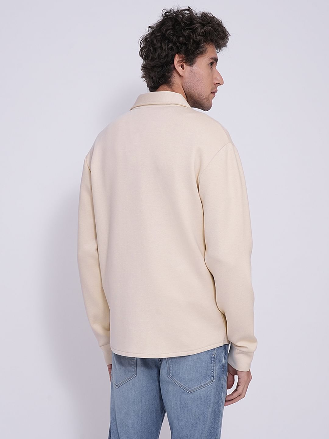 Beige Full Zip Sweat Jacket
