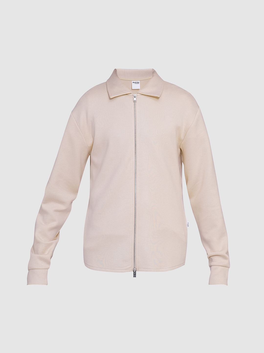 Beige Full Zip Sweat Jacket