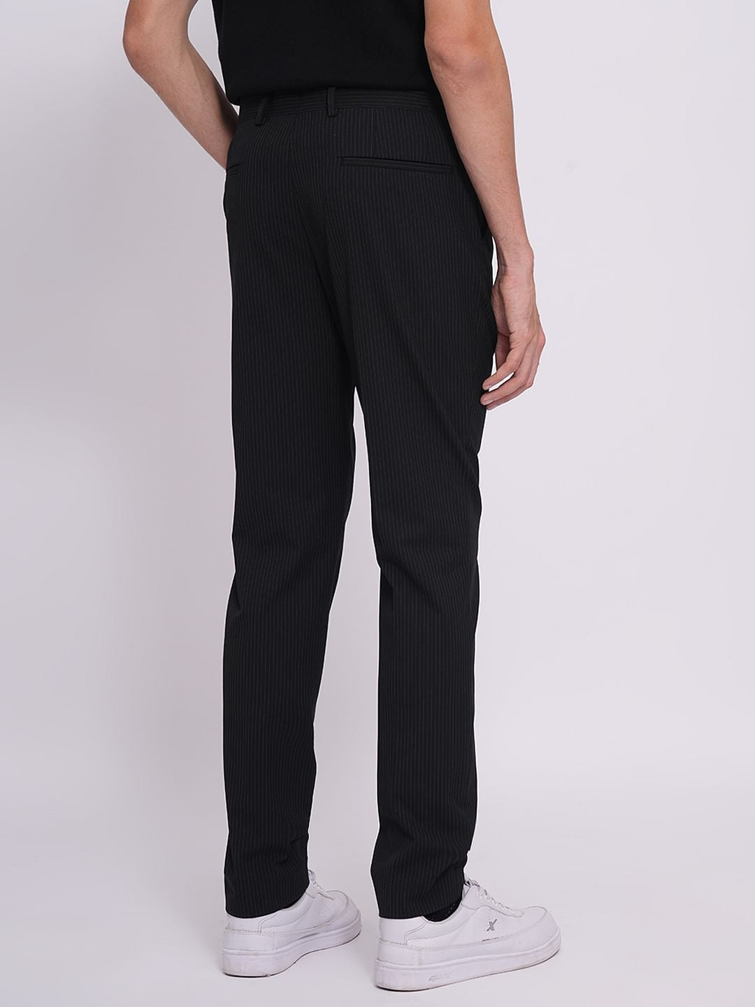 Black Striped Cotton Pants