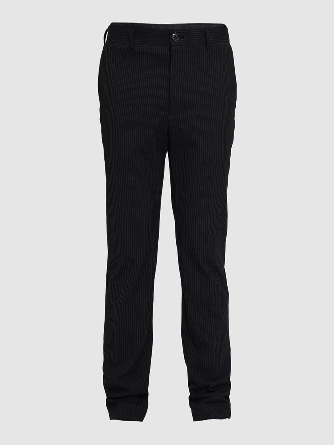 Black Striped Cotton Pants