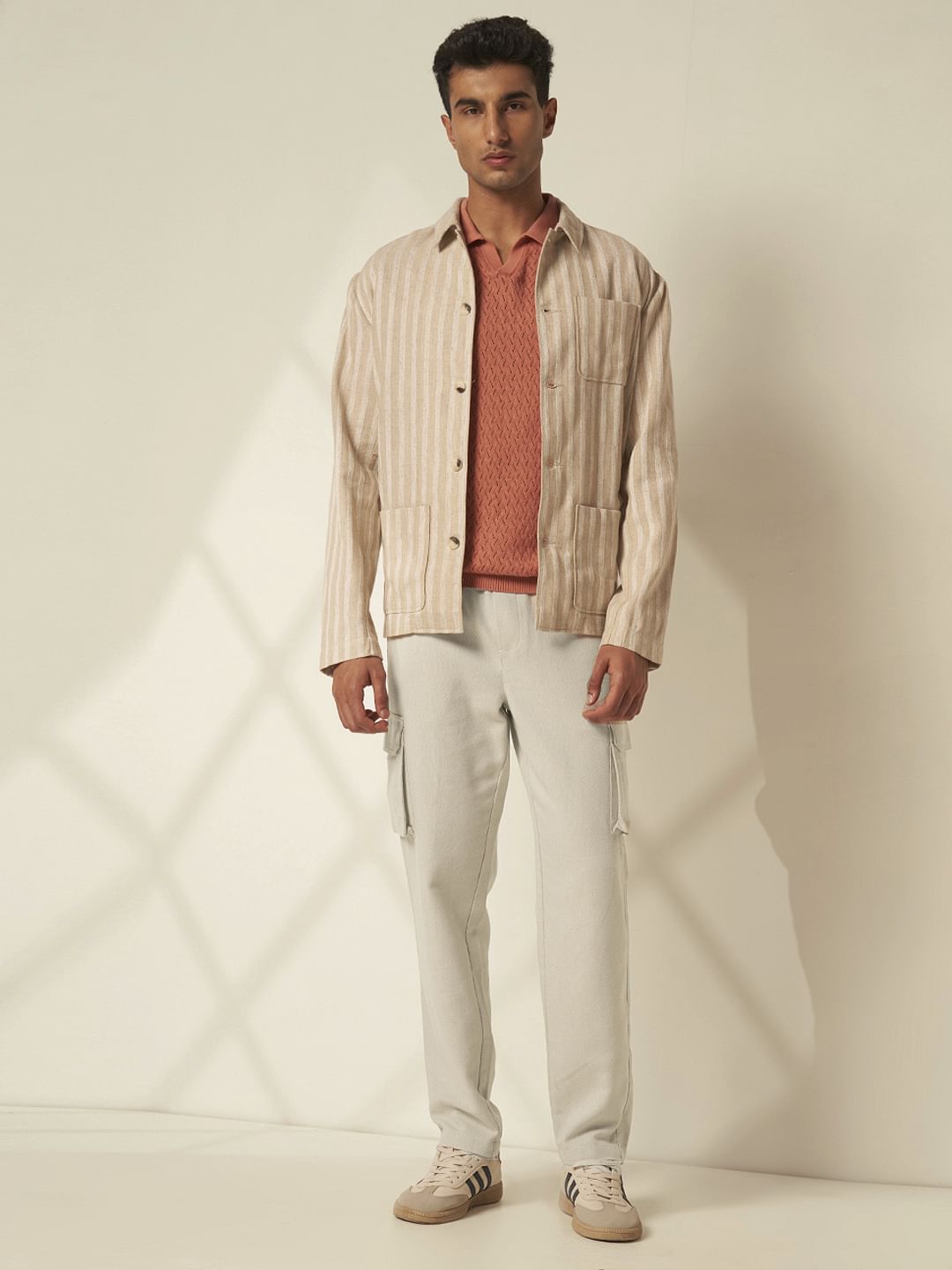 White Cotton Cargo Pants