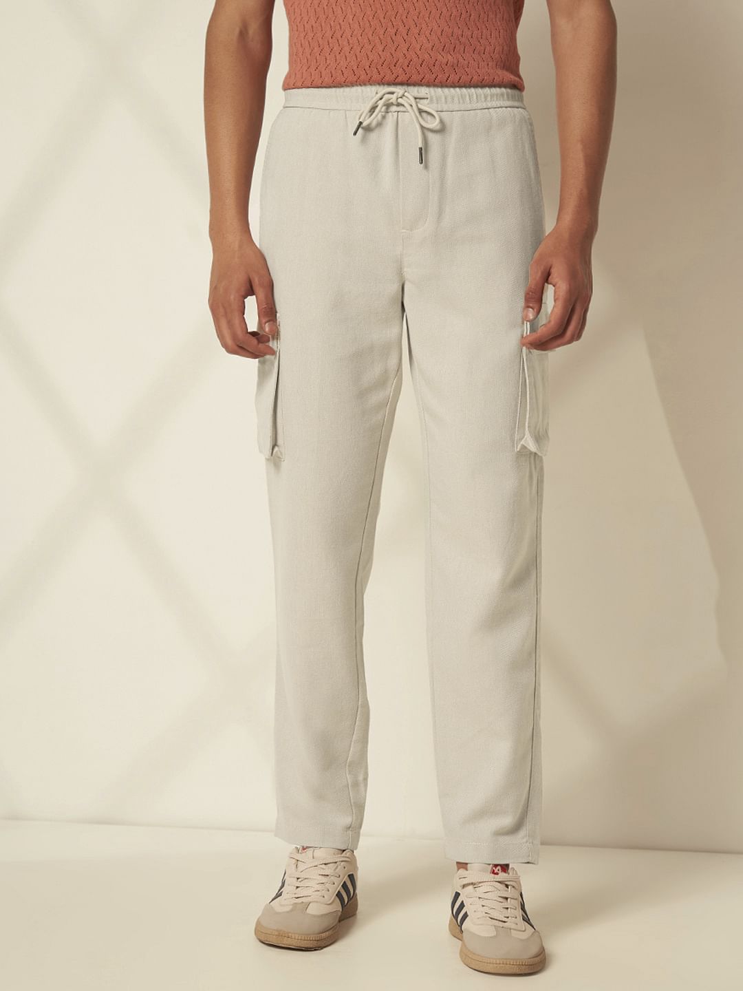 White Cotton Cargo Pants