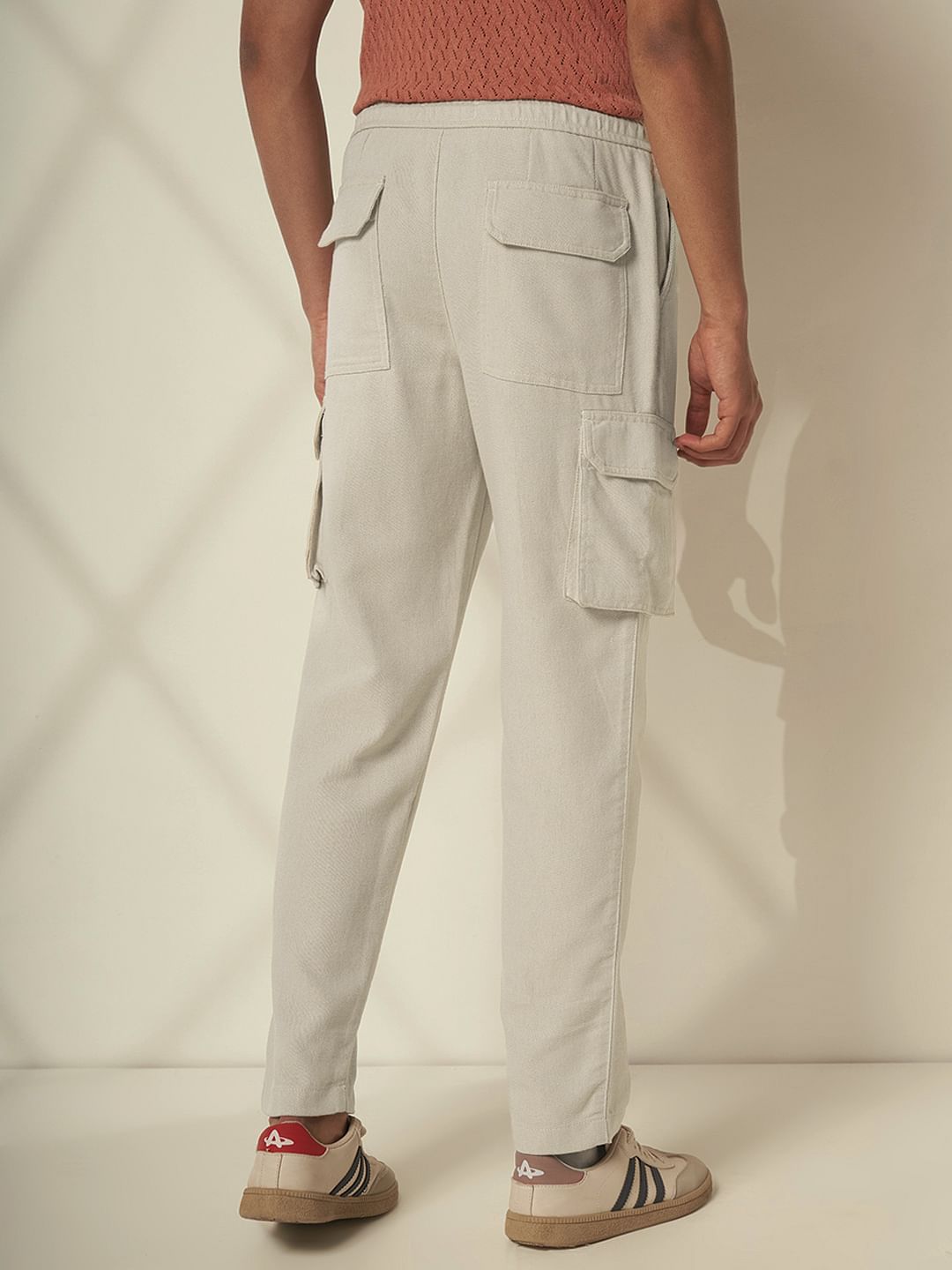 White Cotton Cargo Pants