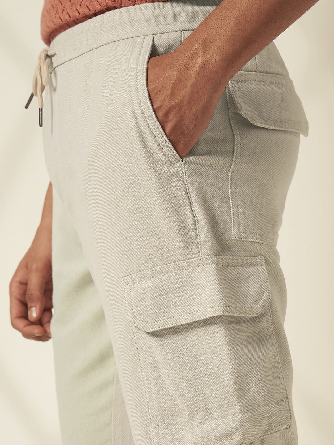 White Cotton Cargo Pants