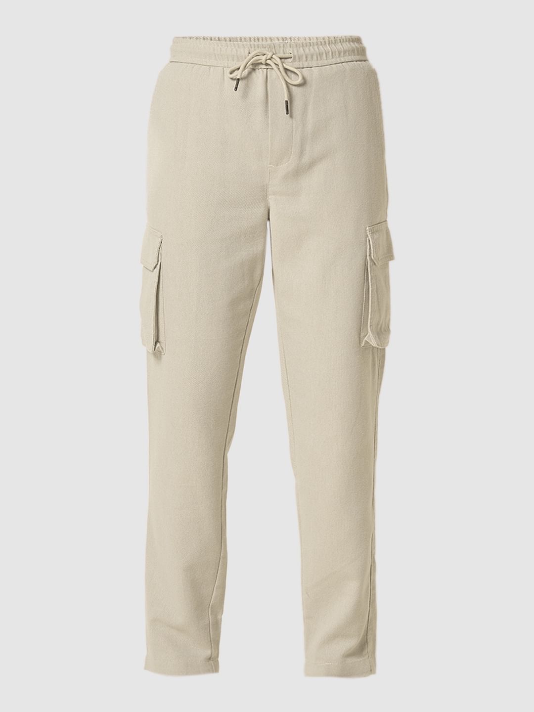 White Cotton Cargo Pants
