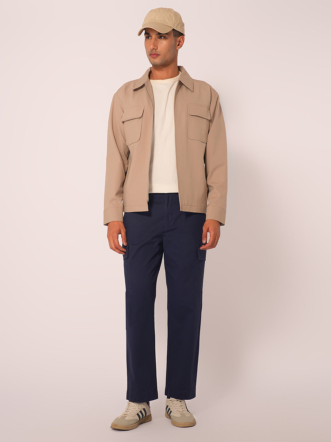 Navy Blue Mid Rise Cargo Pants