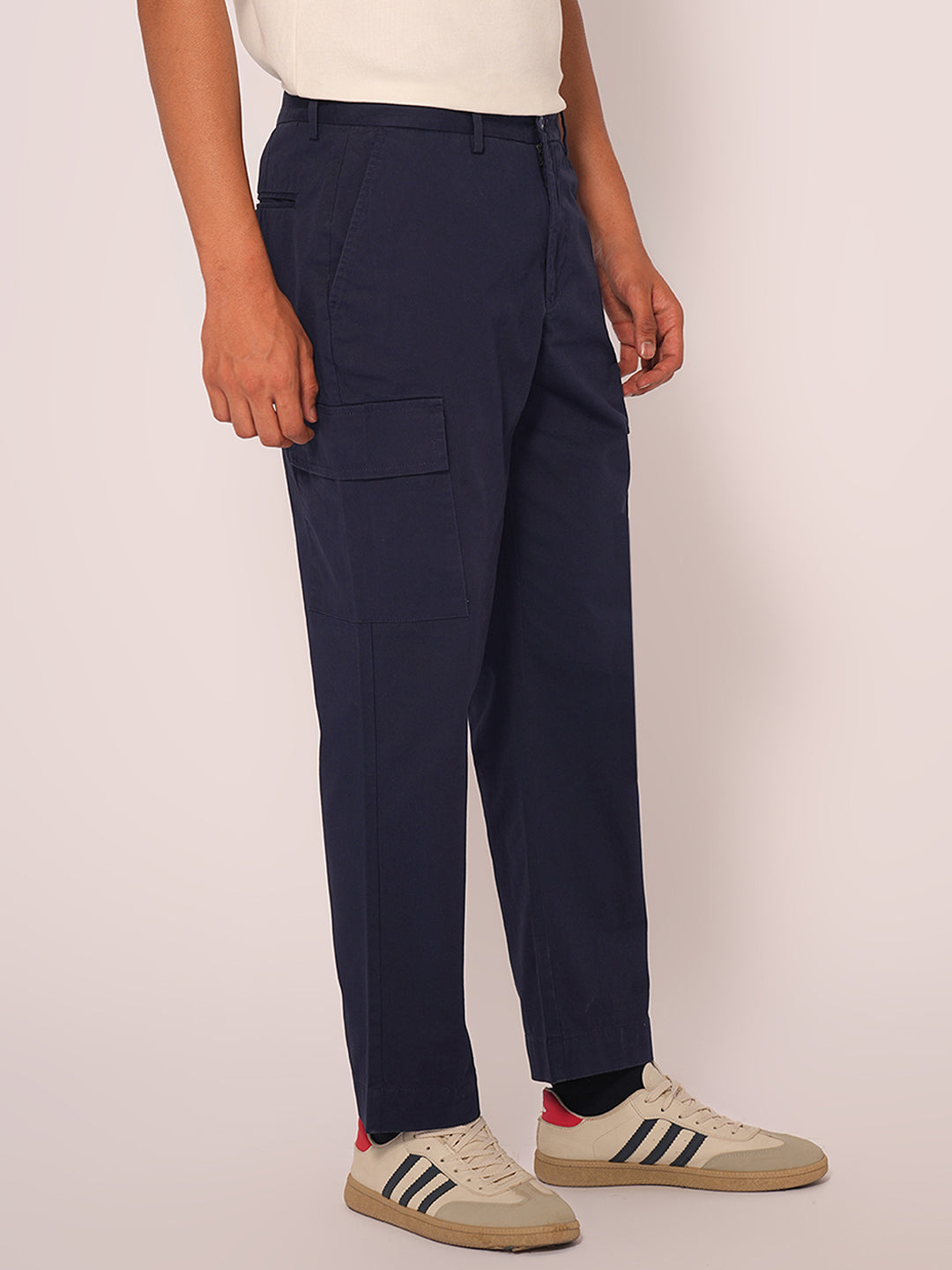 Navy Blue Mid Rise Cargo Pants