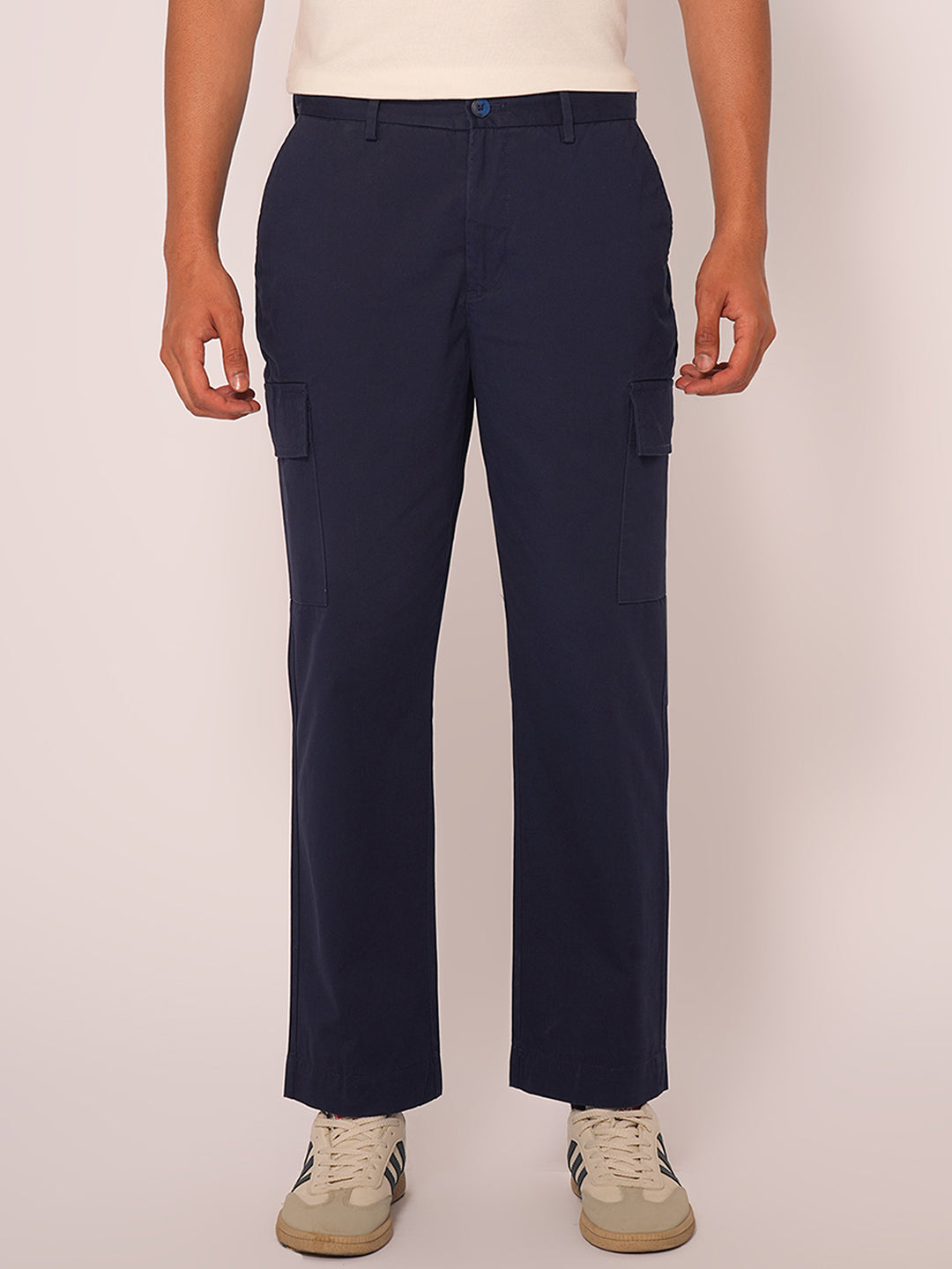 Navy Blue Mid Rise Cargo Pants