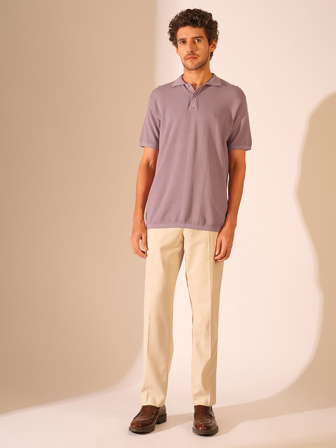 Purple Cotton Knitted Polo