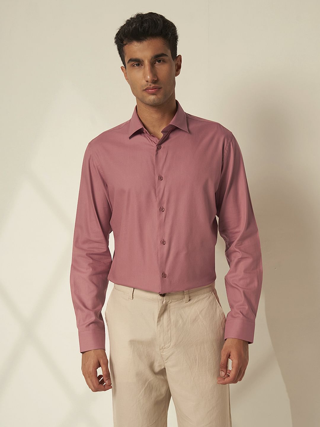 Pink Cotton Full Sleeves Shirt