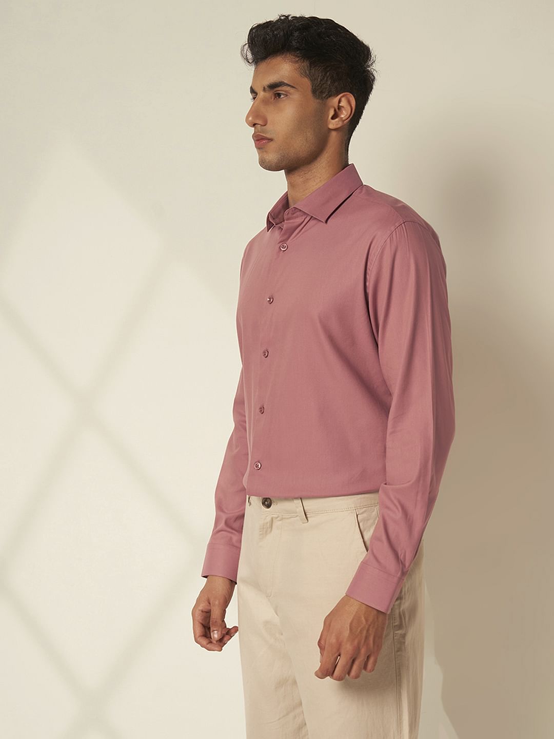 Pink Cotton Full Sleeves Shirt