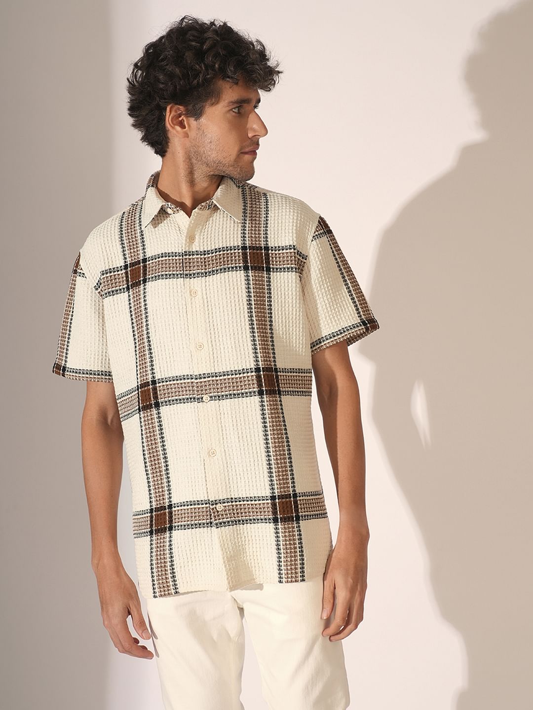 Brown Check Cotton Shirt