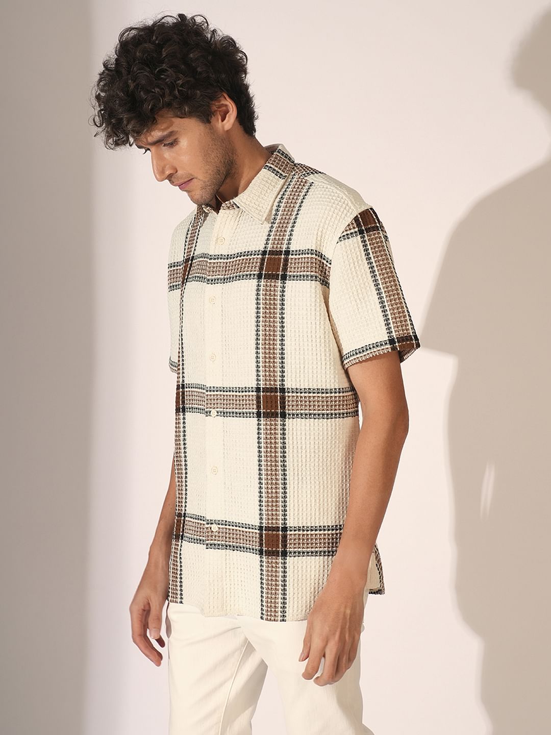 Brown Check Cotton Shirt
