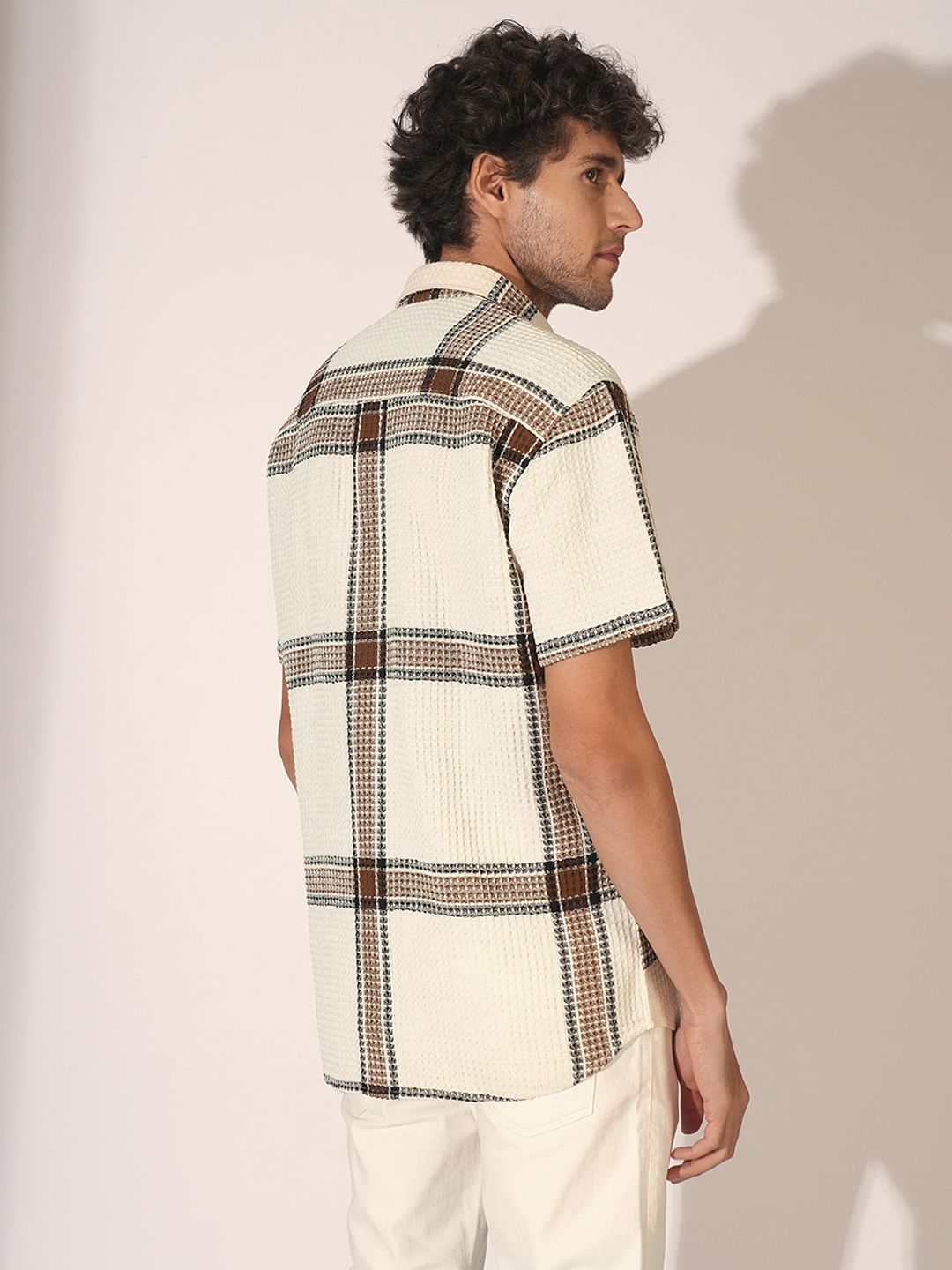 Brown Check Cotton Shirt