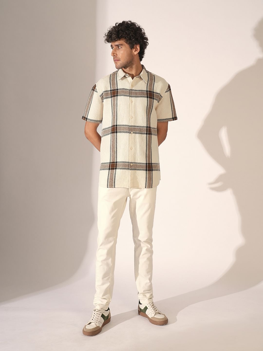 Brown Check Cotton Shirt