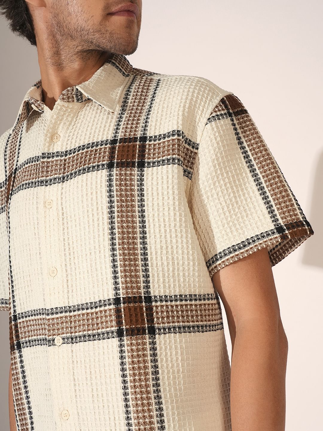 Brown Check Cotton Shirt