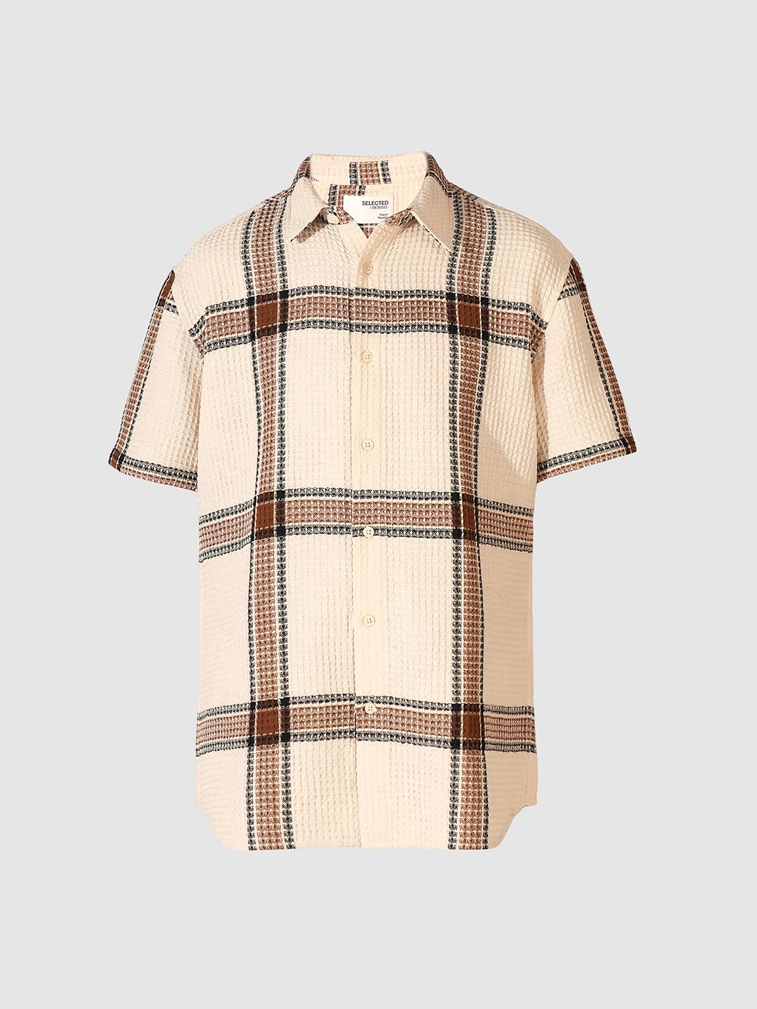 Brown Check Cotton Shirt