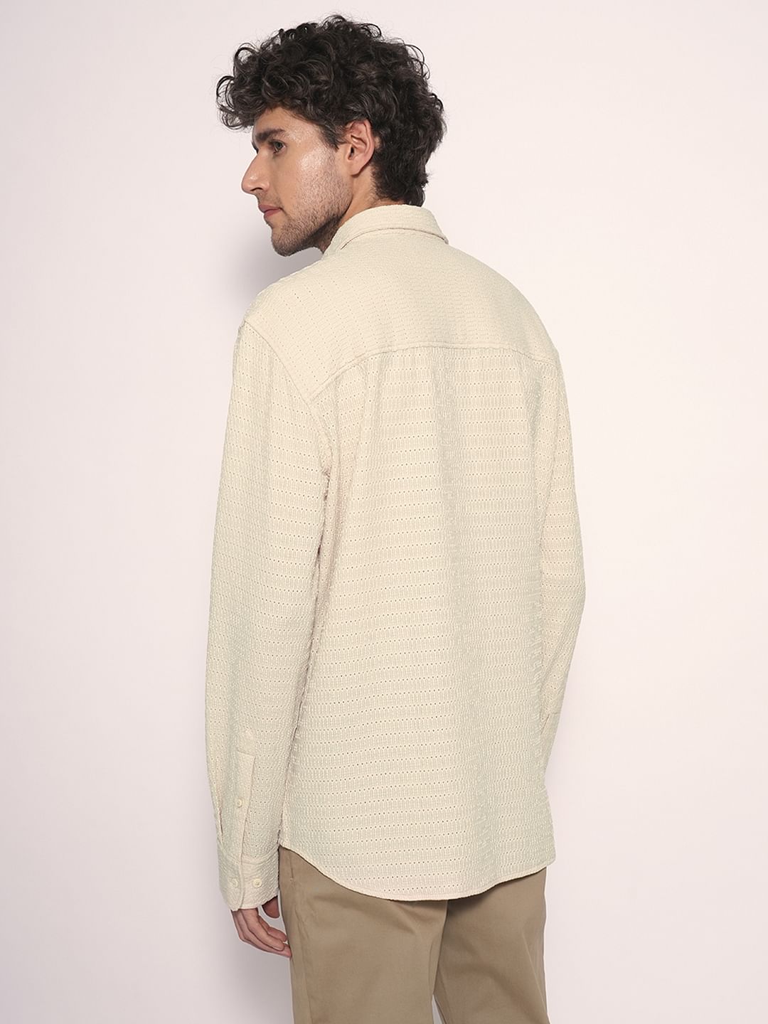 Ecru Textured Cotton Shirt
