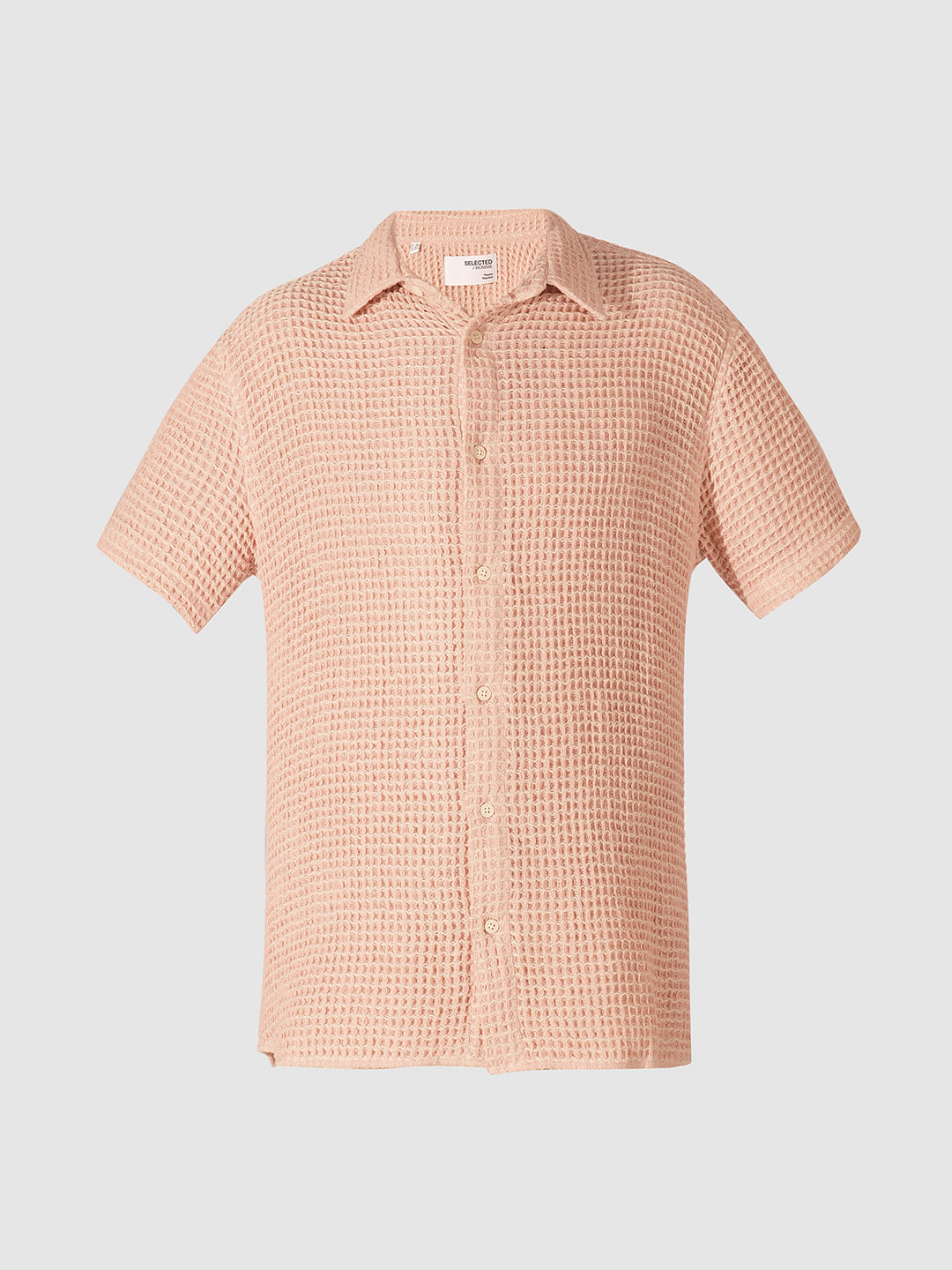 Pink Textured Cotton Shirt