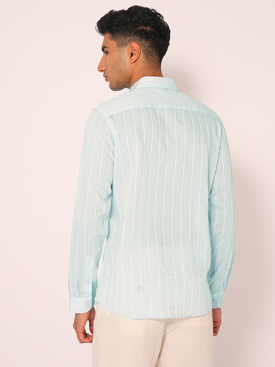 Blue Striped Slim Fit Cotton Shirt
