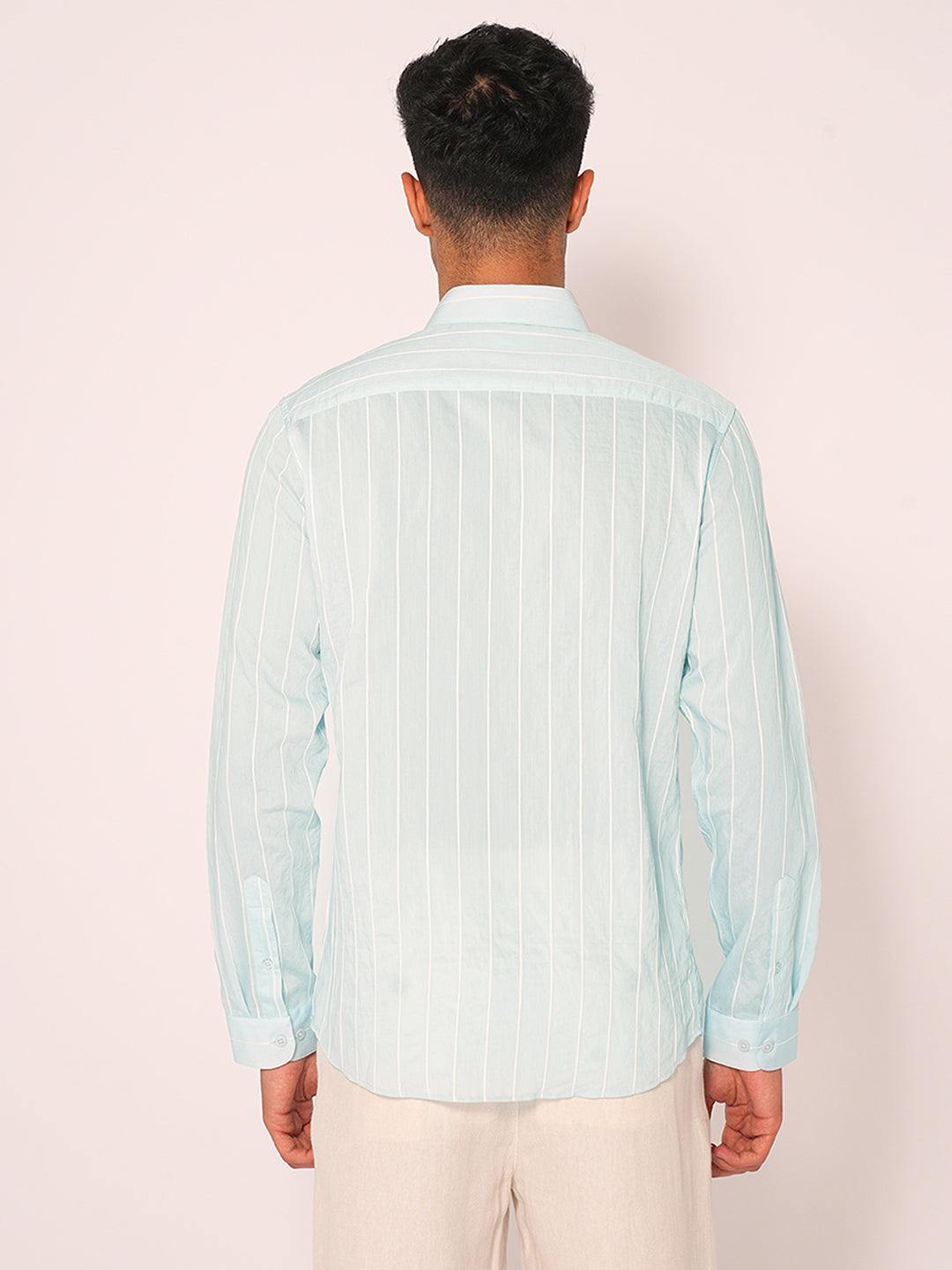 Blue Striped Slim Fit Cotton Shirt