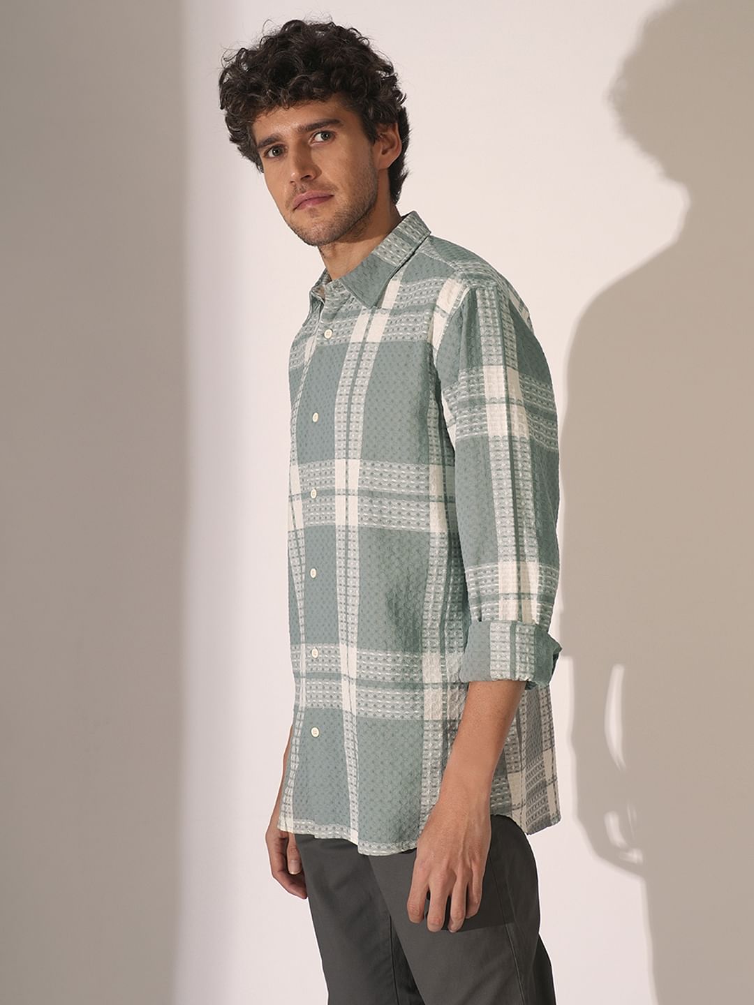 Green Check Cotton Shirt