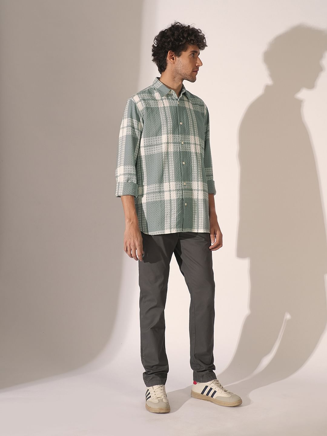 Green Check Cotton Shirt