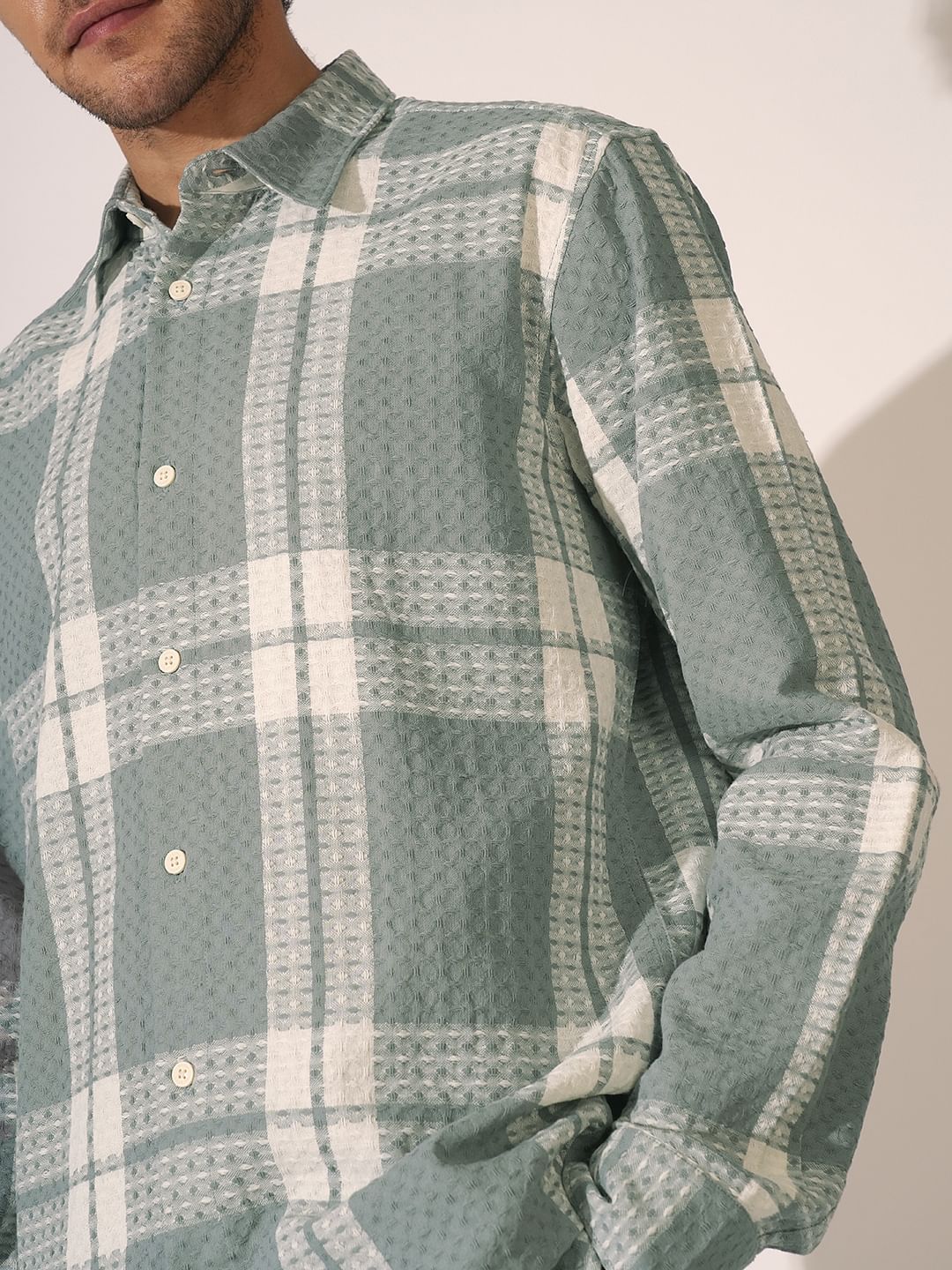 Green Check Cotton Shirt