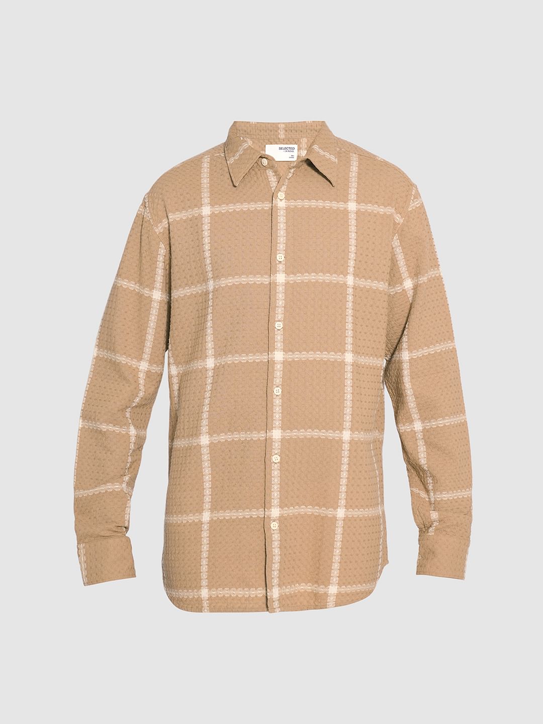 Beige Check Cotton Shirt