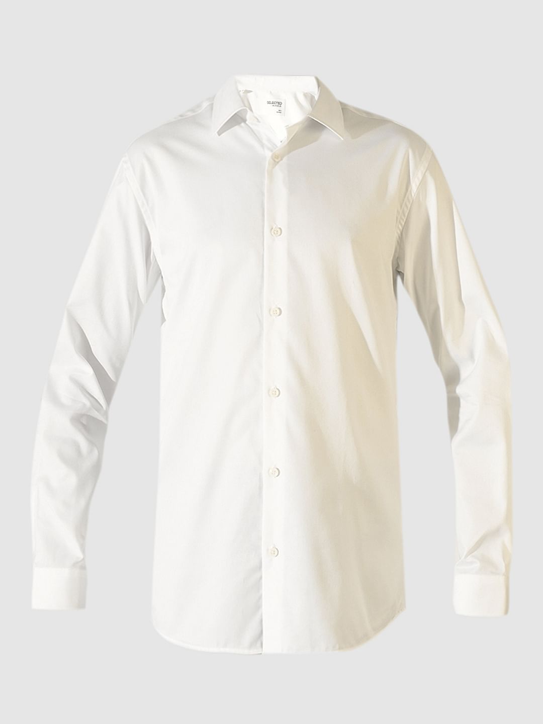White Cotton Slim Fit Formal Shirt