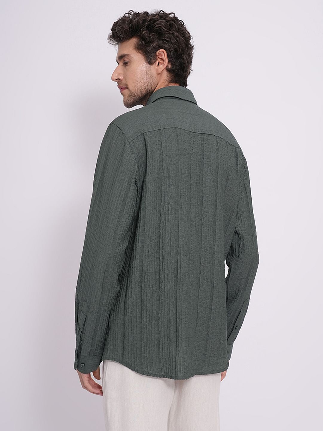 Grey Textured Cotton Shirt