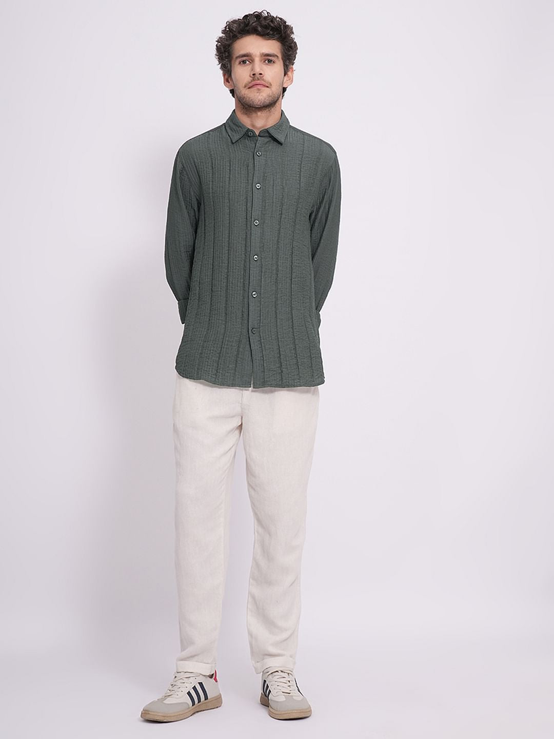 Grey Textured Cotton Shirt