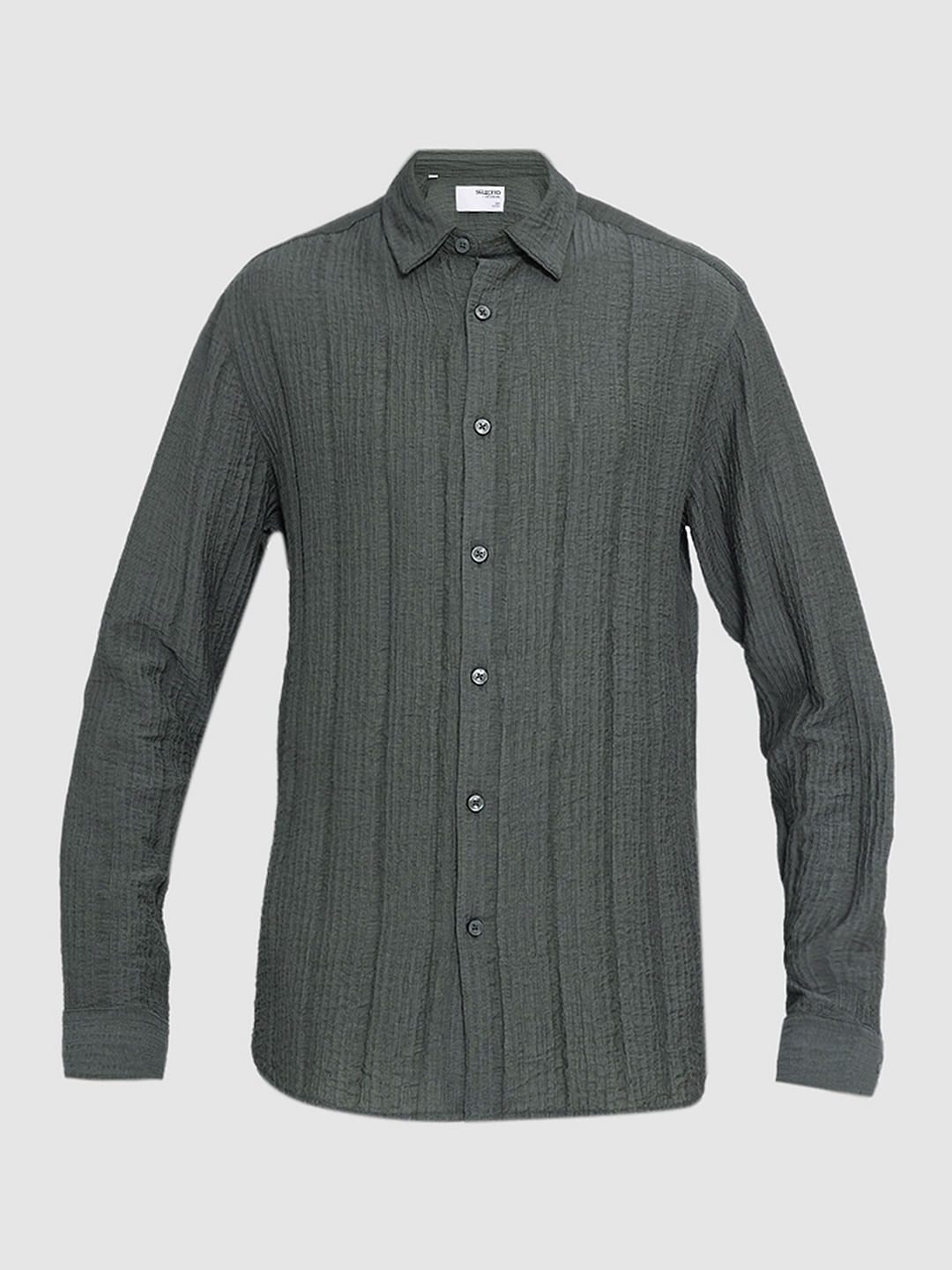 Grey Textured Cotton Shirt