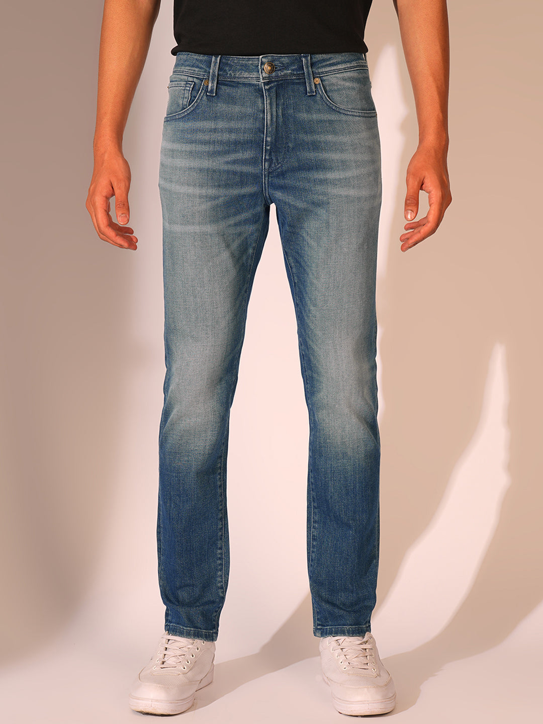 Blue Mid Rise Slim Fit Jeans