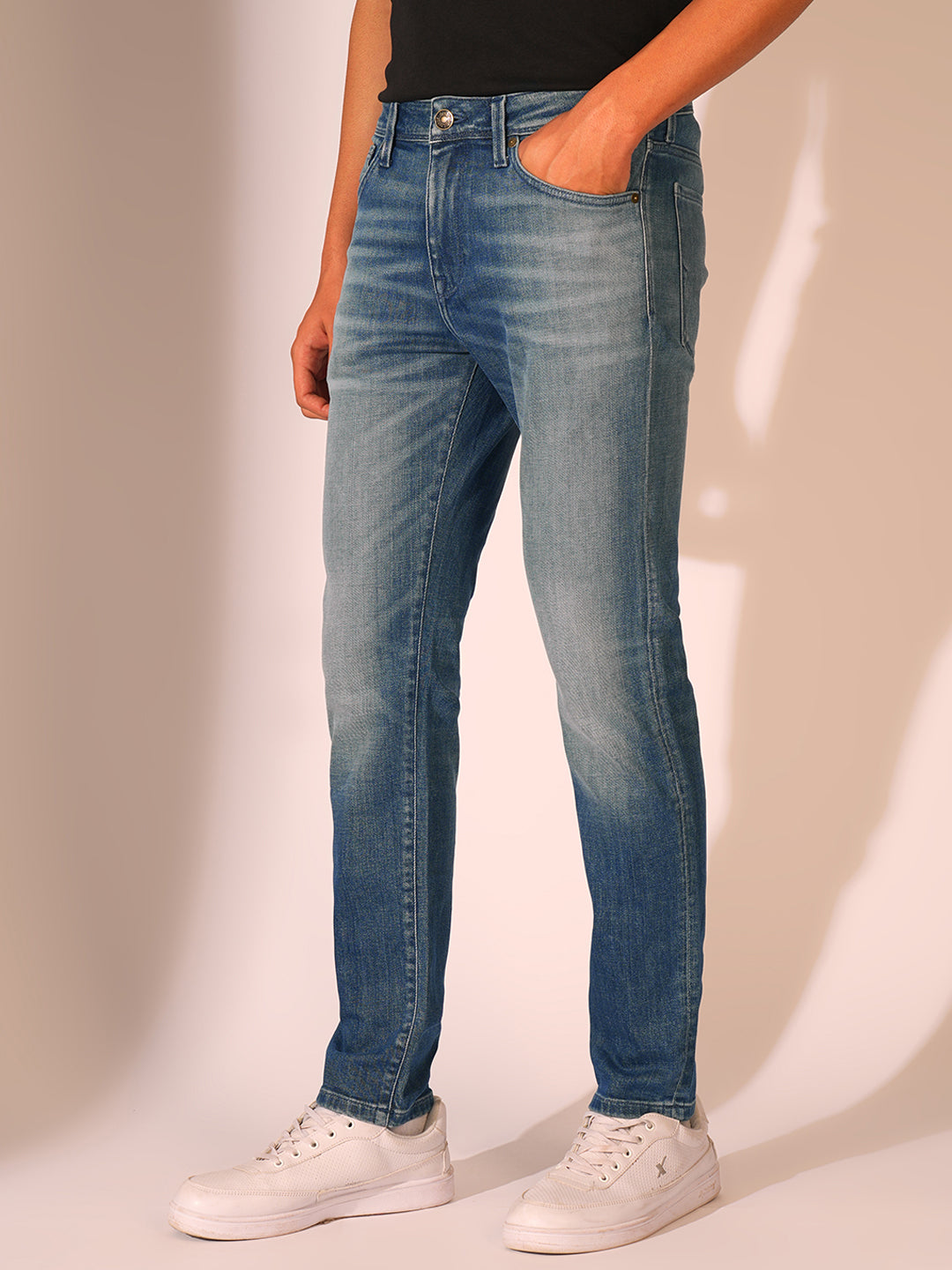 Blue Mid Rise Slim Fit Jeans