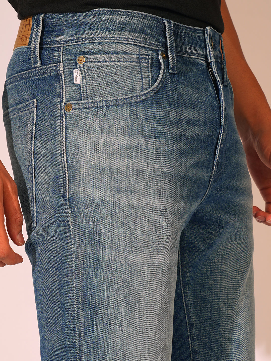 Blue Mid Rise Slim Fit Jeans