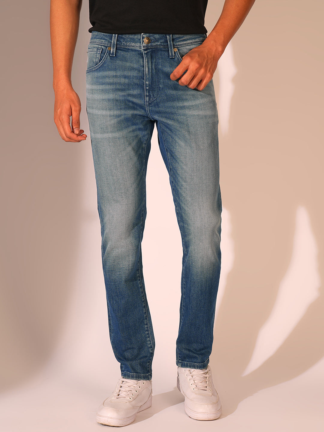 Blue Mid Rise Slim Fit Jeans