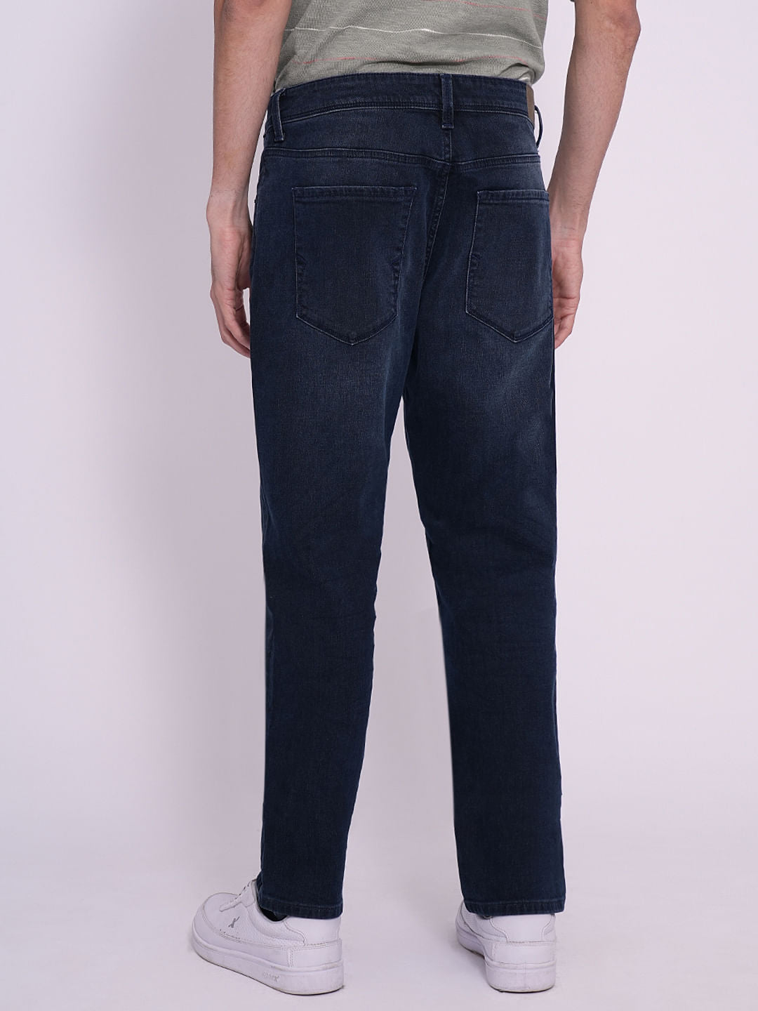 Dark Blue Mid Rise Straight Fit Jeans