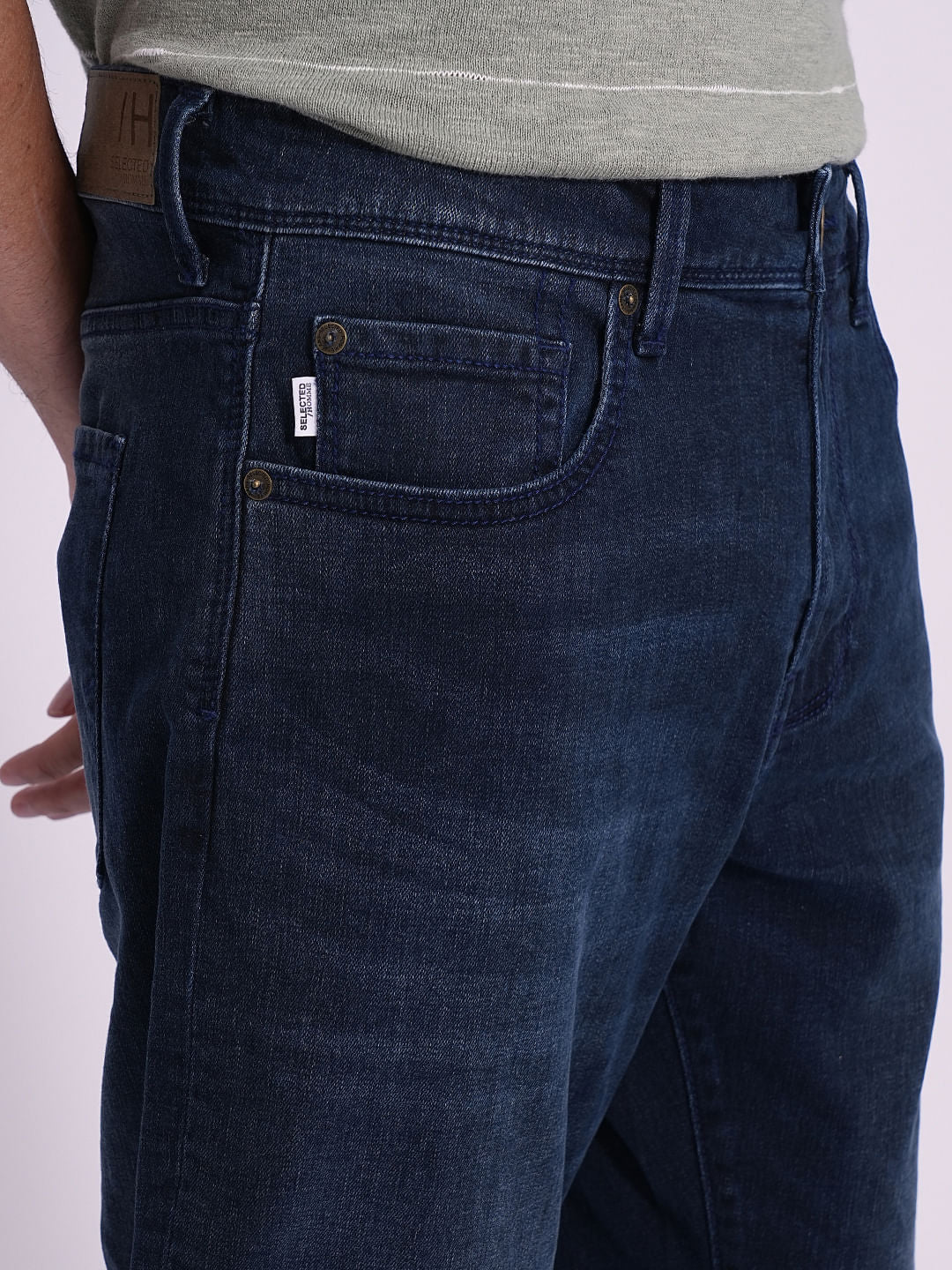 Dark Blue Mid Rise Straight Fit Jeans