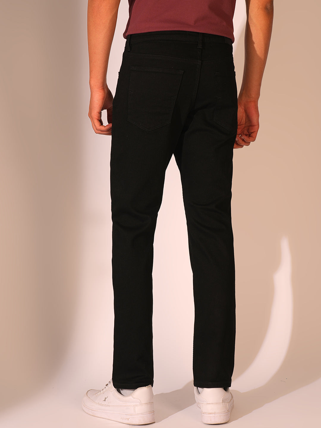 Black Mid Rise Straight Fit Jeans