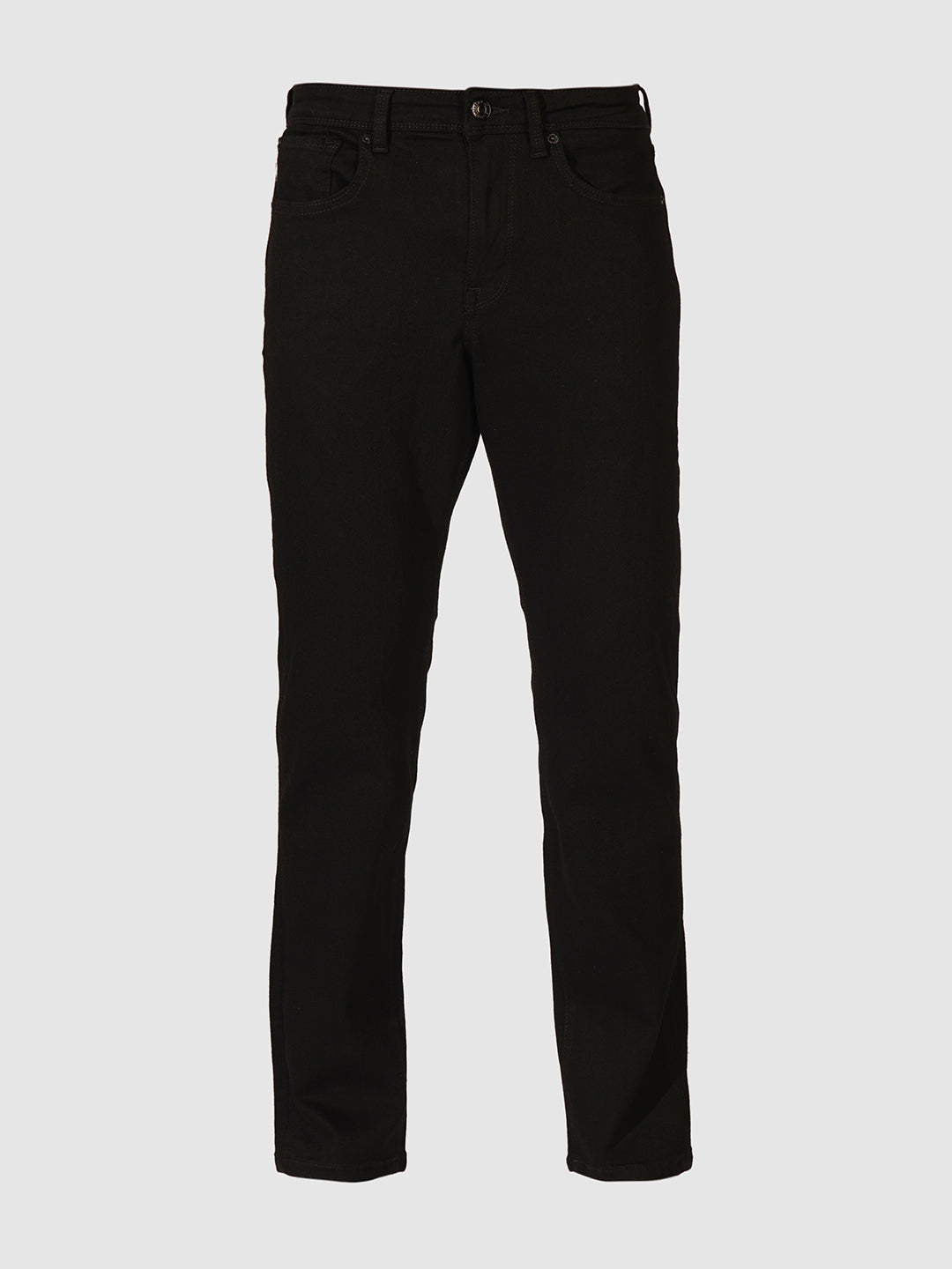 Black Mid Rise Straight Fit Jeans