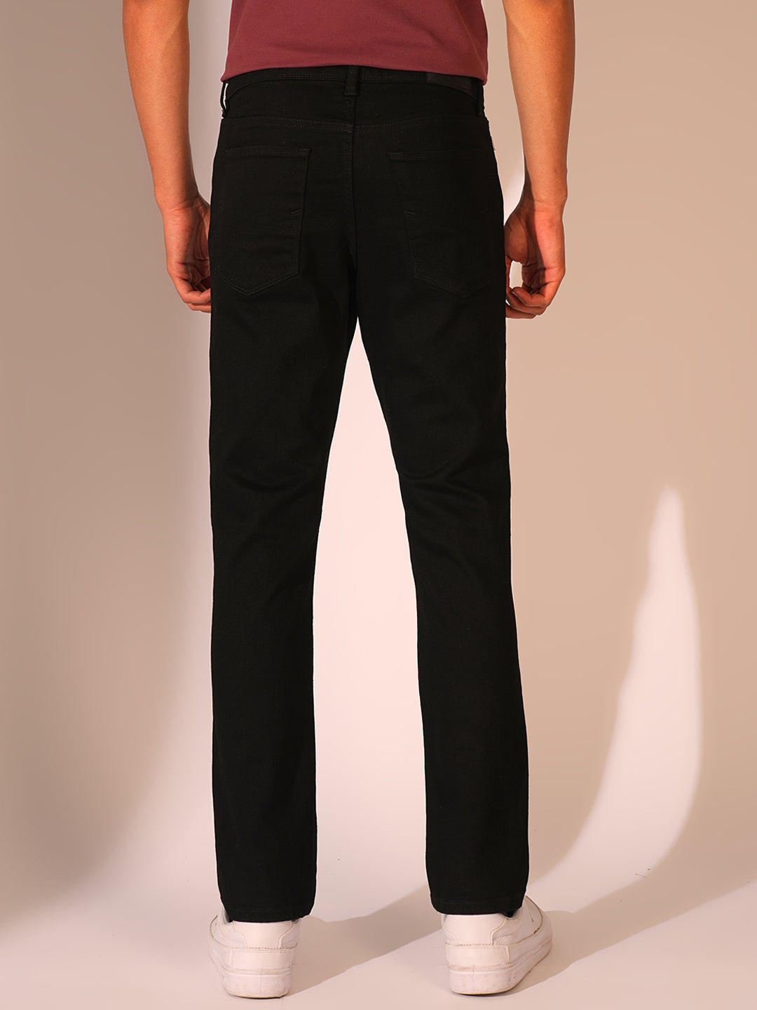 Black Mid Rise Straight Fit Jeans
